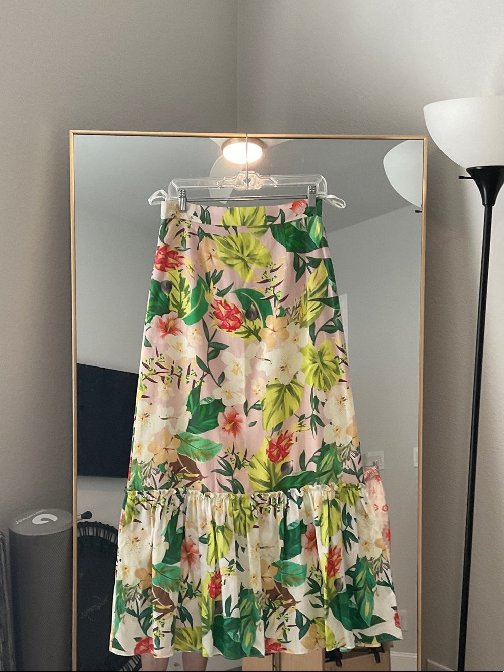 ANTONIO MELANI Floral Maxi Skirt in Pink, Green & Cream